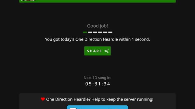 One Direction Heardle Screenshot
