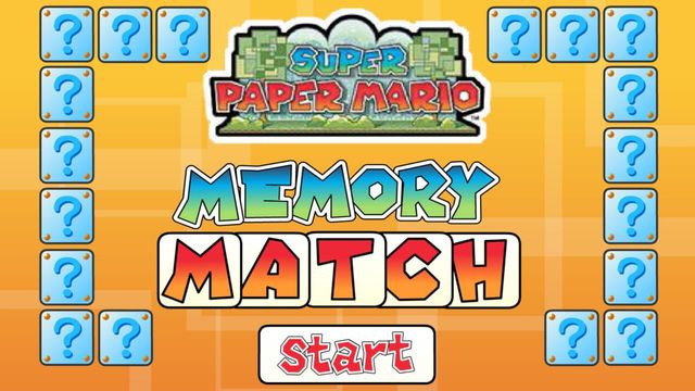 Super Paper Mario Memory Match Screenshot