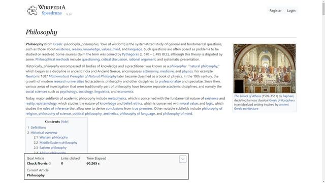 Wikipedia Speedruns Screenshot